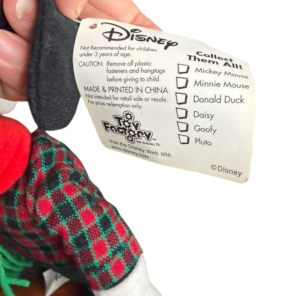 Disney Goofy Plush Toy Holiday Christmas Santa Hat Plaid‎ Scarf Green Pants